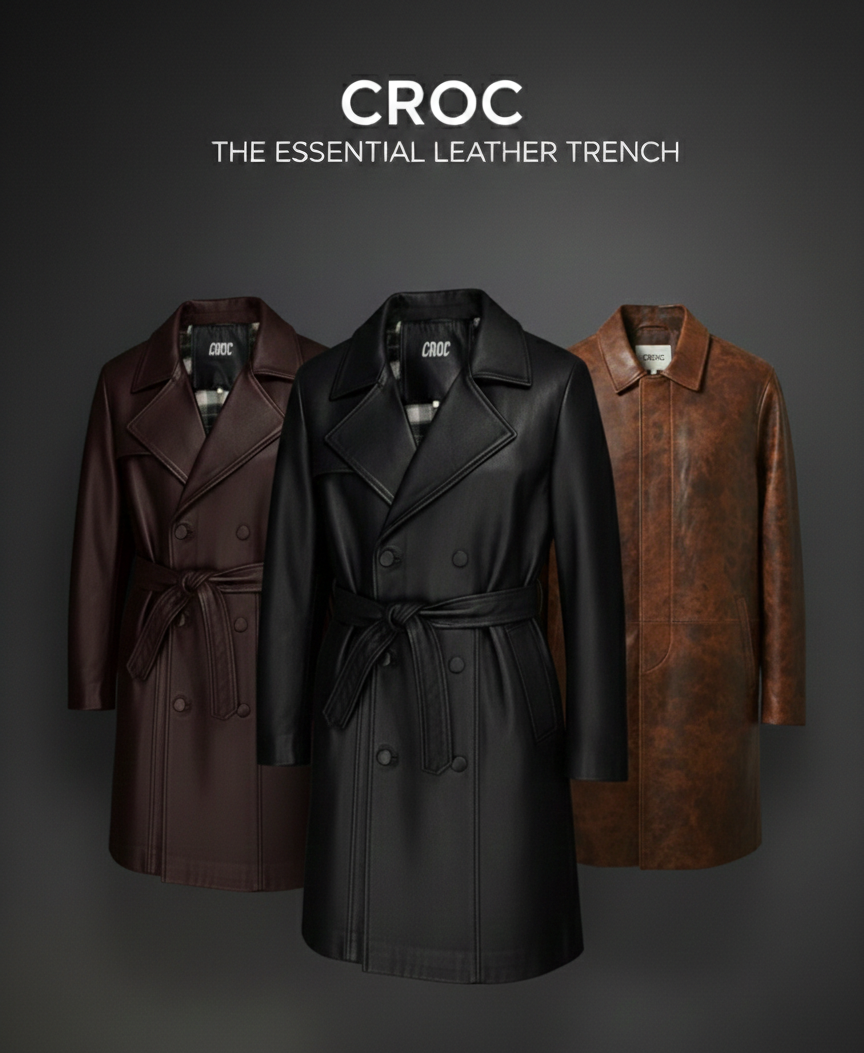 CROC LEATHER COAT